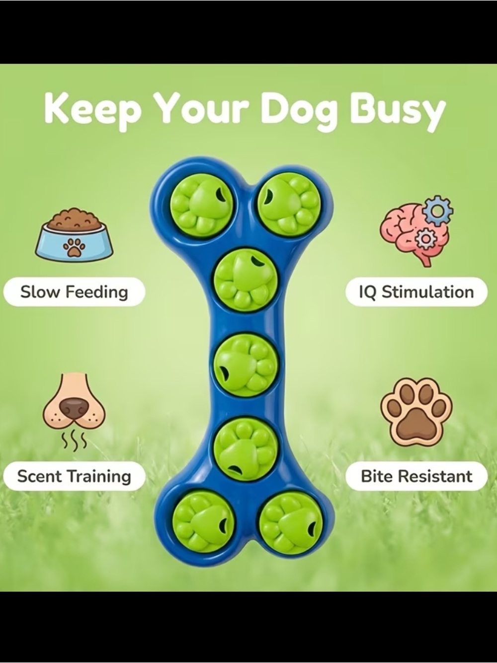 Dog Interactive Puzzle Toy - Blue & Green Slow Feeder for Dogs